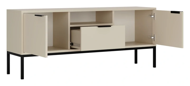 Szafka RTV Austin 135 cm dwudrzwiowa z szufladą do salonu kaszmir/czarny