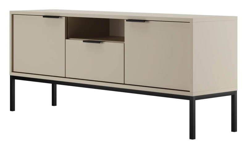 Szafka RTV Austin 135 cm dwudrzwiowa z szufladą do salonu kaszmir/czarny