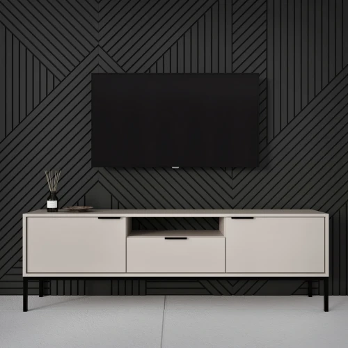 Szafka RTV Austin 135 cm dwudrzwiowa z szufladą do salonu kaszmir/czarny