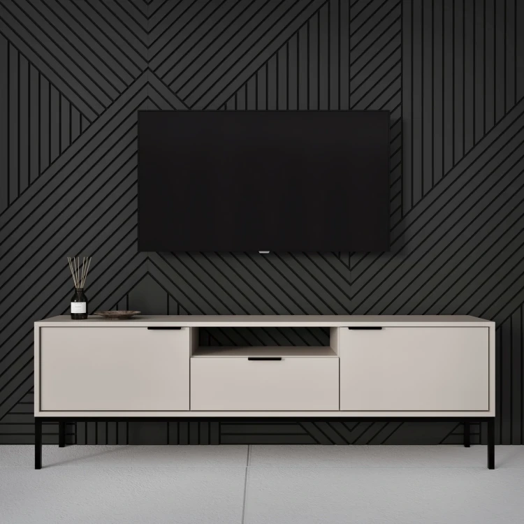 Szafka RTV Austin 135 cm dwudrzwiowa z szufladą do salonu kaszmir/czarny