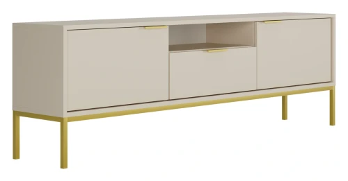 Szafka RTV Austin 175 cm dwudrzwiowa z szufladą do salonu kaszmir/złoty