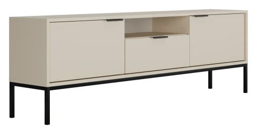 Szafka RTV Austin 175 cm dwudrzwiowa z szufladą do salonu kaszmir/czarny