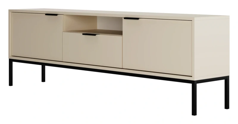 Szafka RTV Austin 175 cm dwudrzwiowa z szufladą do salonu kaszmir/czarny