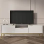 Szafka RTV Austin 175 cm dwudrzwiowa z szufladą do salonu biały/złoty