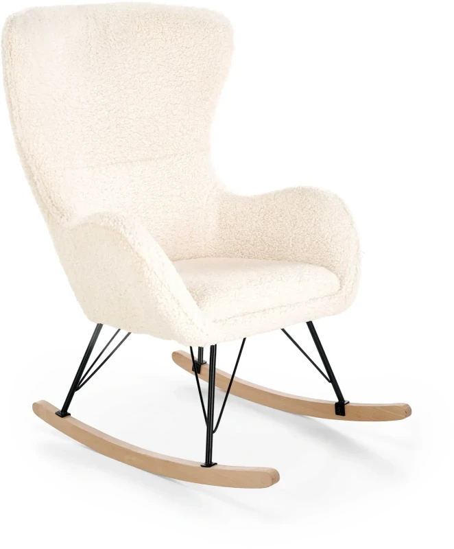 Fotel wypoczynkowy Liberto 2 z funkcją bujania do salonu kremowy/czarny/naturalny