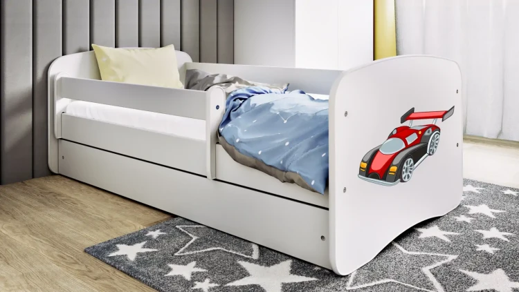 Łóżeczko dla chłopca 160x80 BABYDREAMS - auto wyścigowe
