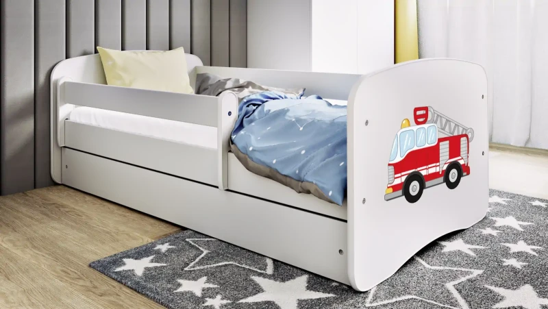 Łóżeczko dla chłopca 160x80 BABYDREAMS - straż pożarna