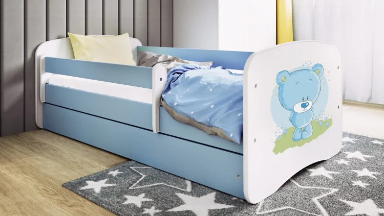 Łóżeczko dla chłopca 180x80 BABYDREAMS - niebieski miś