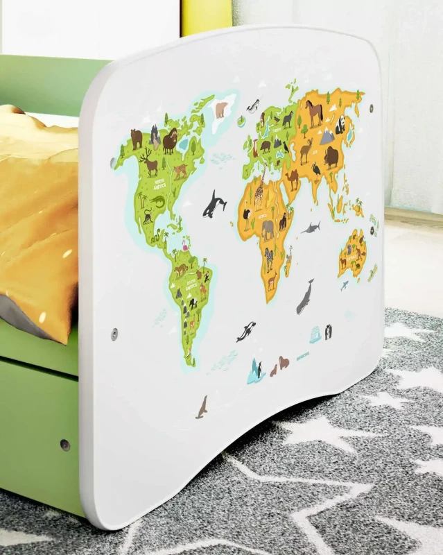 Zestaw mebli dziecięcych dla chłopca z łóżkiem 160x80 BABYDREAMS - mapa