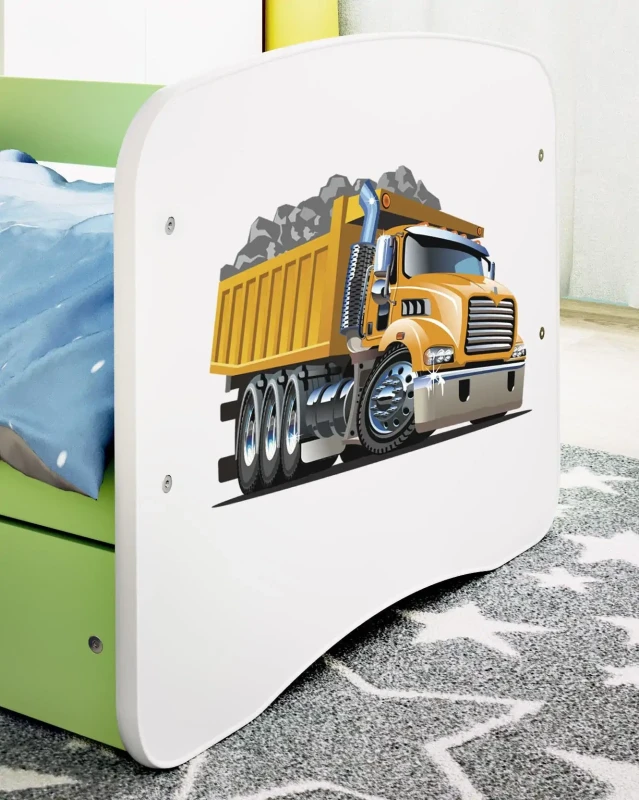 Zestaw mebli dziecięcych dla chłopca z łóżkiem 160x80 BABYDREAMS - ciężarówka