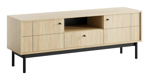 Szafka RTV Japandi 154 cm z szufladą do salonu Dąb Linea