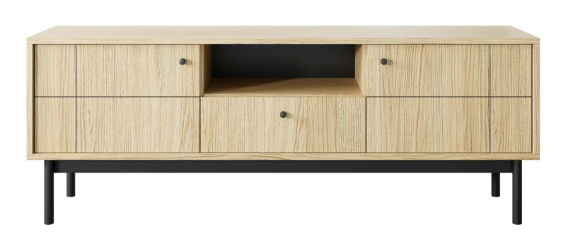 Szafka RTV Japandi 154 cm z szufladą do salonu Dąb Linea