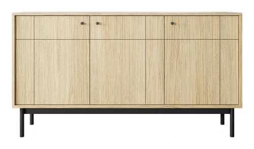 Komoda Japandi 154 cm trzydrzwiowa do salonu Dąb Linea