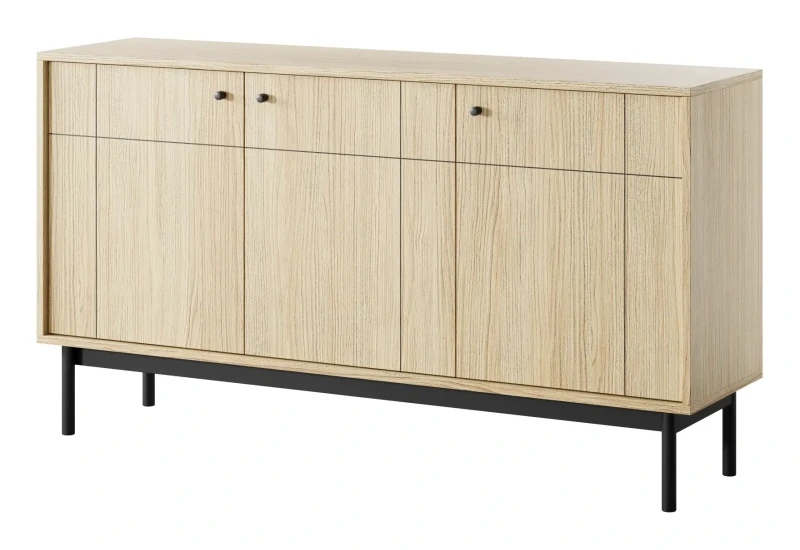 Komoda Japandi 154 cm trzydrzwiowa do salonu Dąb Linea