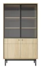 Witryna Japandi 104 cm z ryflowaną szybą do salonu Dąb Linea