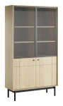Witryna Japandi 104 cm z ryflowaną szybą do salonu Dąb Linea
