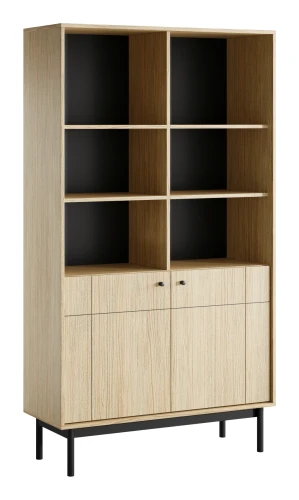 Regał Japandi 104 cm z 2 zamykanymi szafkami do salonu Dąb Linea