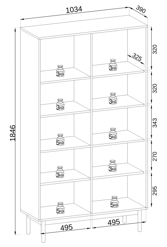 Regał Japandi 104 cm z 2 zamykanymi szafkami do salonu Dąb Linea