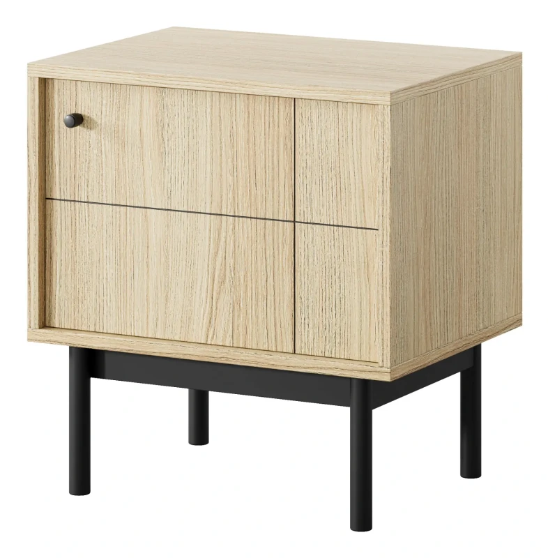 Szafka nocna Japandi 54 cm drewniane nóżki do sypialni Dąb Linea