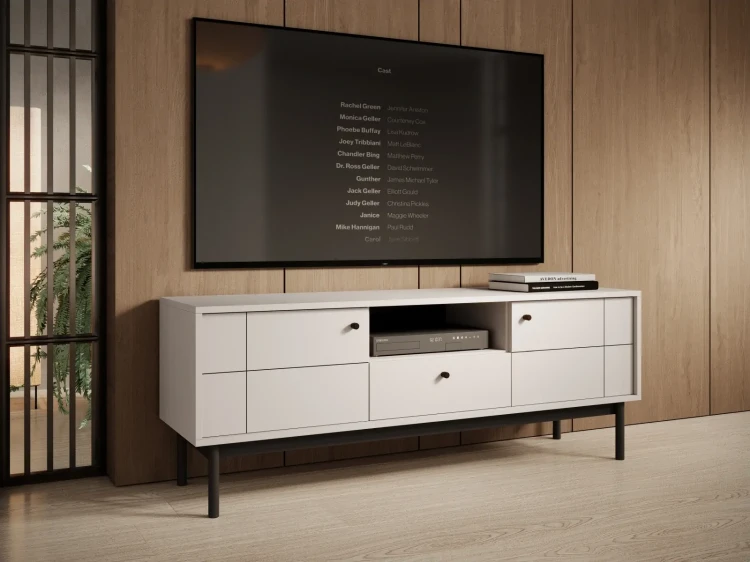 Szafka RTV Japandi 154 cm z szufladą do salonu Kaszmir