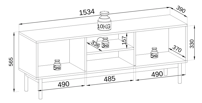 Szafka RTV Japandi 154 cm z szufladą do salonu Kaszmir