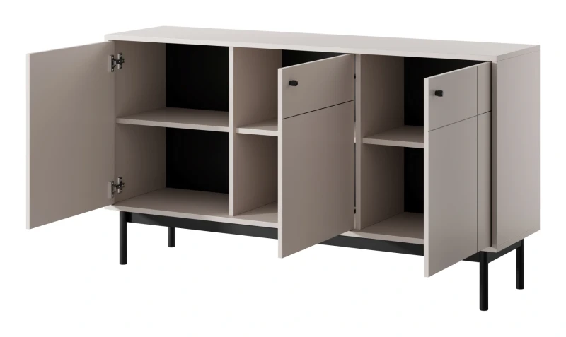 Komoda Japandi 154 cm trzydrzwiowa do salonu Kaszmir