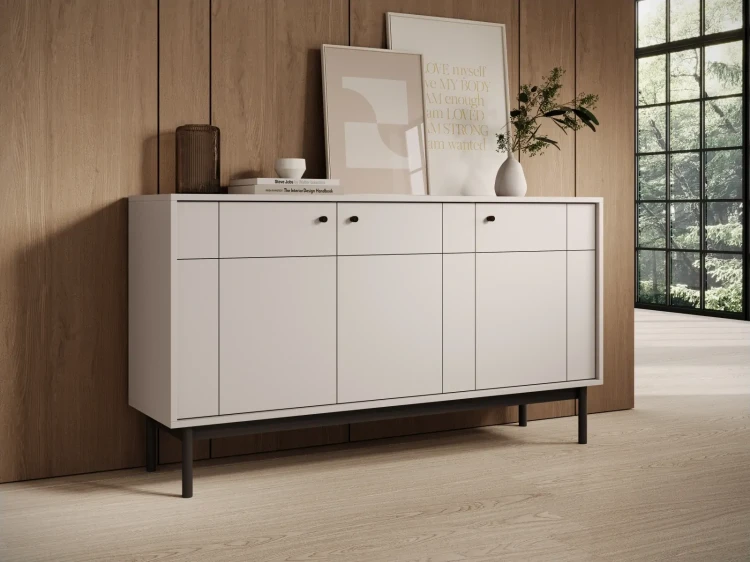 Komoda Japandi 154 cm trzydrzwiowa do salonu Kaszmir
