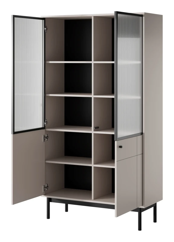 Witryna Japandi 104 cm z ryflowaną szybą do salonu Kaszmir