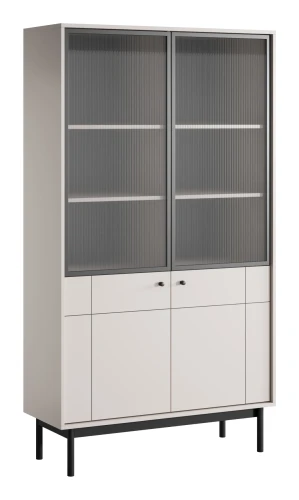 Witryna Japandi 104 cm z ryflowaną szybą do salonu Kaszmir