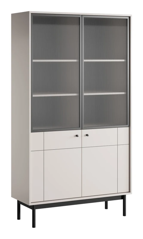 Witryna Japandi 104 cm z ryflowaną szybą do salonu Kaszmir