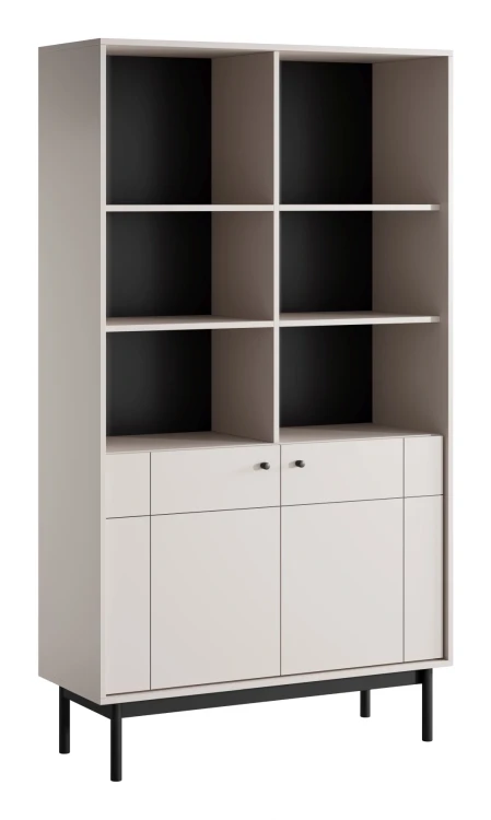 Regał Japandi 104 cm z 2 zamykanymi szafkami do salonu Kaszmir