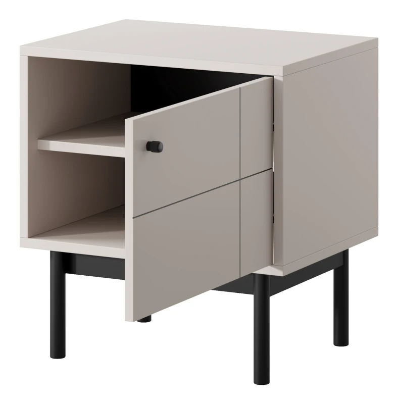 Szafka nocna Japandi 54 cm drewniane nóżki do sypialni Kaszmir