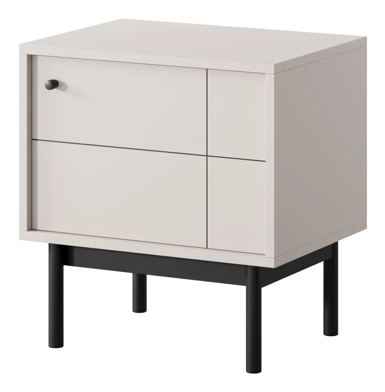 Szafka nocna Japandi 54 cm drewniane nóżki do sypialni Kaszmir