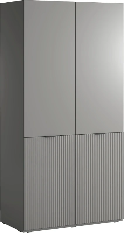 Szafa Sandbox Nova 100 cm ryflowana z drążkiem do sypialni szary platynowy