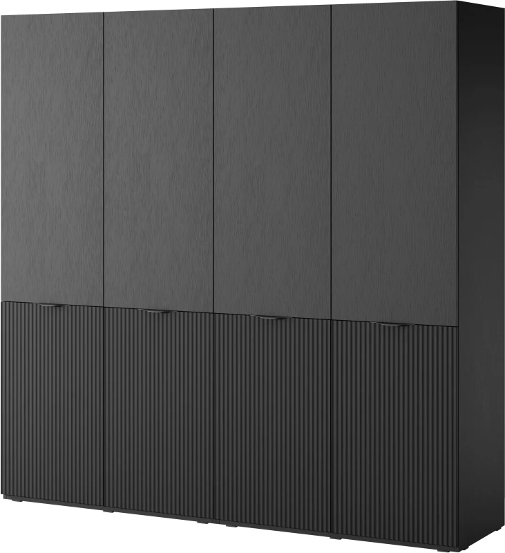 Szafa Sandbox Nova 100 cm ryflowana z drążkiem do sypialni czarny grafitowy