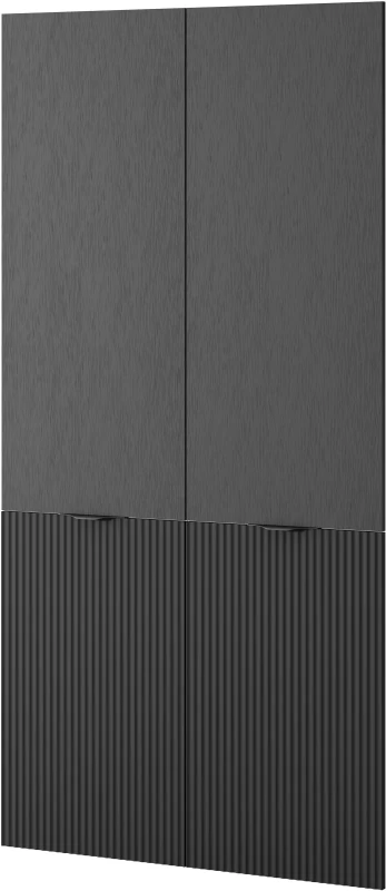 Szafa Sandbox Nova 100 cm ryflowana z drążkiem do sypialni czarny grafitowy