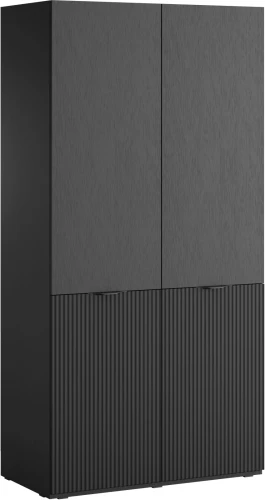 Szafa Sandbox Nova 100 cm ryflowana z drążkiem do sypialni czarny grafitowy