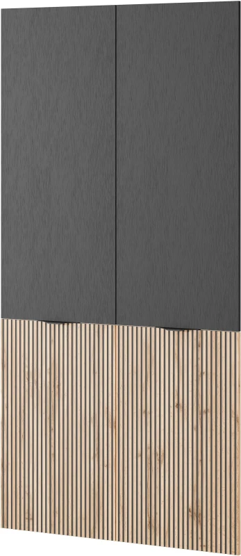 Szafa Sandbox Sento 100 cm ryflowana do sypialni czarny grafit/dąb wotan