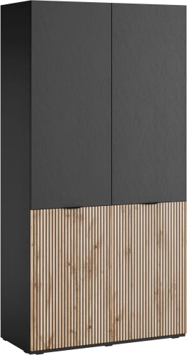 Szafa Sandbox Sento 100 cm ryflowana do sypialni czarny grafit/dąb wotan