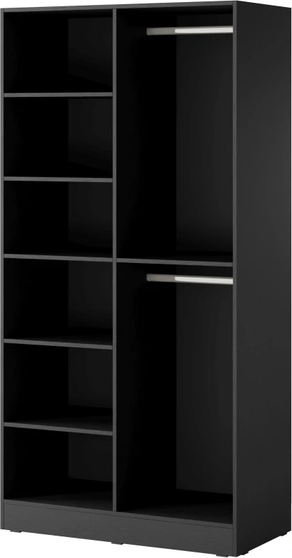 Szafa Sandbox Sento 100 cm ryflowana do sypialni czarny grafit/dąb wotan