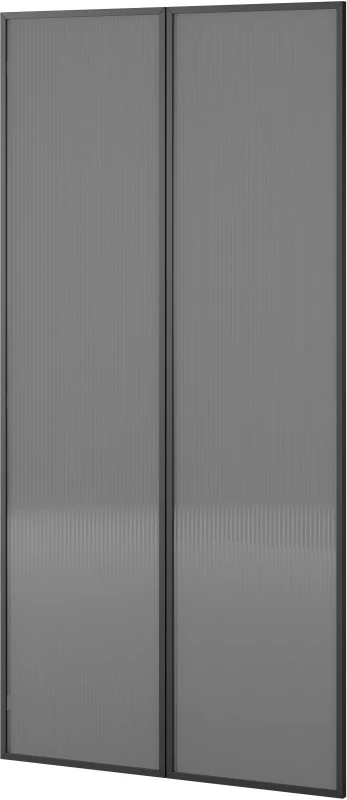 Szafa Sandbox Flutes 100 cm z drążkiem do sypialni czarny grafit/szkło półprzeźroczyste