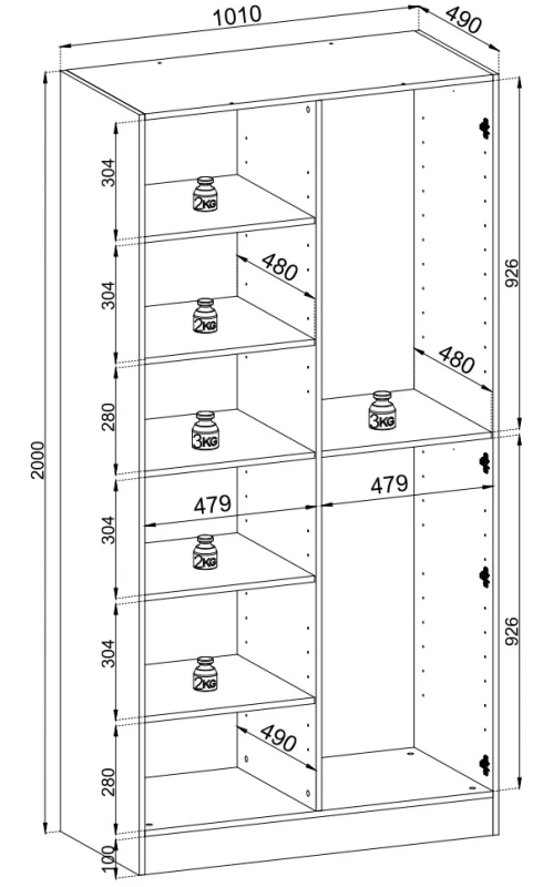 Zestaw 2 szaf modułowych Sandbox Nova 200 cm czarny grafit