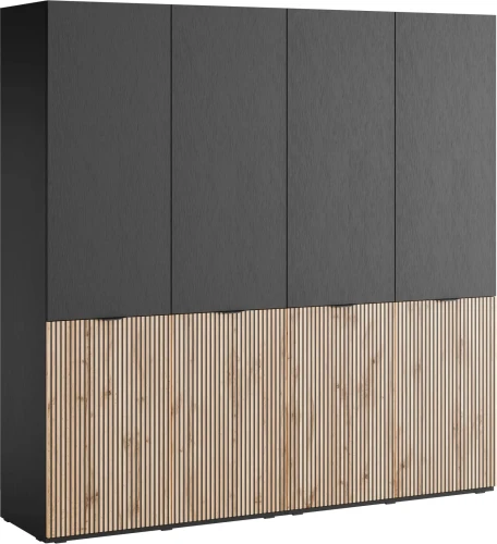 Zestaw 2 szaf modułowych Sandbox Sento 200 cm czarny grafit/dąb wotan