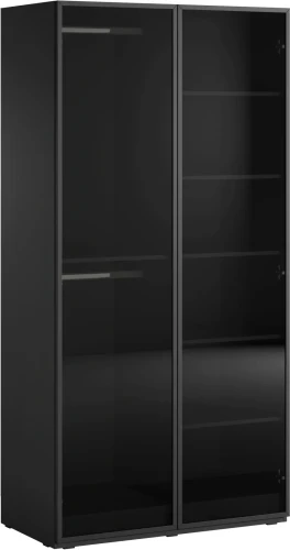 Szafa przeszklona Sandbox Antisol 100 cm z drążkiem do sypialni czarny grafit/szkło przyciemnione