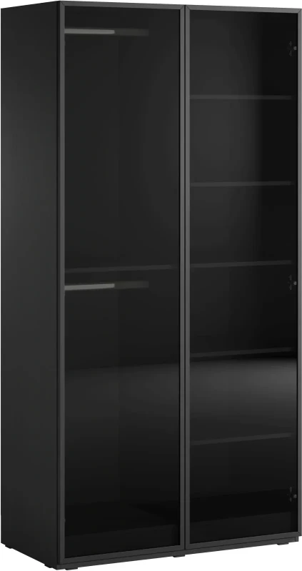 Szafa Sandbox Antisol 100 cm z drążkiem do sypialni czarny grafit/szkło przyciemnione