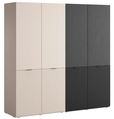 Zestaw 2 szaf modułowych Sandbox Nova 200 cm beż piaskowy/czarny grafit