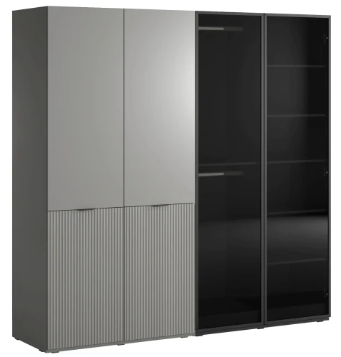 Zestaw 2 szaf modułowych Sandbox Nova szary platynowy + Antisol przeszklona czarny grafit