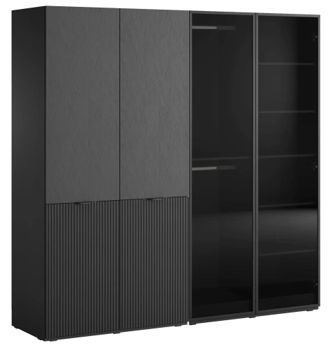 Zestaw 2 szaf modułowych Sandbox Nova czarny grafit + Antisol przeszklona czarny grafit