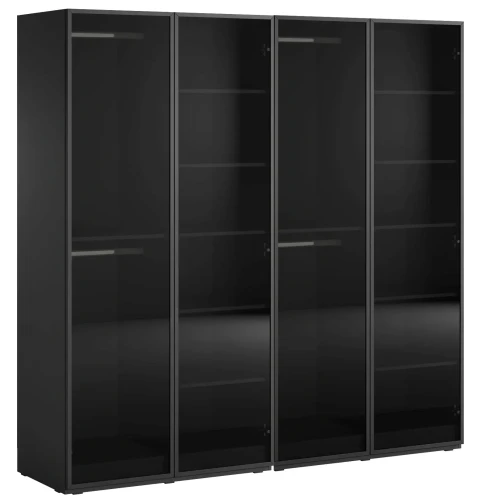 Zestaw 2 szaf przeszklonych modułowych Sandbox Antisol 200 cm czarny grafit/szkło przyciemnione