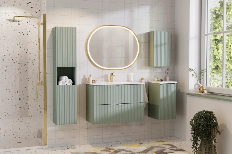 Zestaw mebli łazienkowych LINE REED GREEN szafka 80 cm z umywalką Beyond i blatem 80 cm